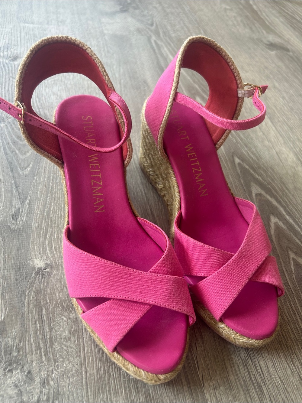 Stuart Weitzman Pink Wedge Espadrille Sandals (size 9) - Picture 4 of 6